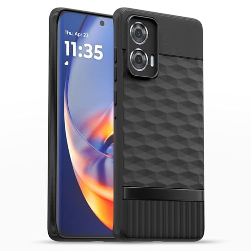 Image of Pikkme Back Cover for Motorola Motorola Moto Edge 50 Fusion 5G / Motorola Moto G96 5G Soft Grip 3D Hexa Cube Texture Silicone Bumper Case (Black)