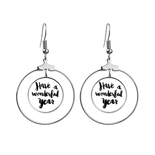 Pendientes de aro colgantes con cita 'Have A Wonderful Year'