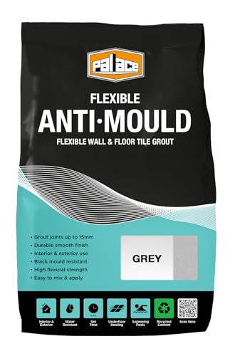 Anti-Mould Tile Grout Grey 3KG - Water-Resistant Grout for Bathroom & Kitchen Wall and Floor Tiles