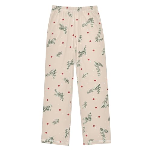 Boys' Pants Christmas Red Dot Leaf Long Bottoms Jogger Pants Elastic Waist Trousers with Pockets S-XL