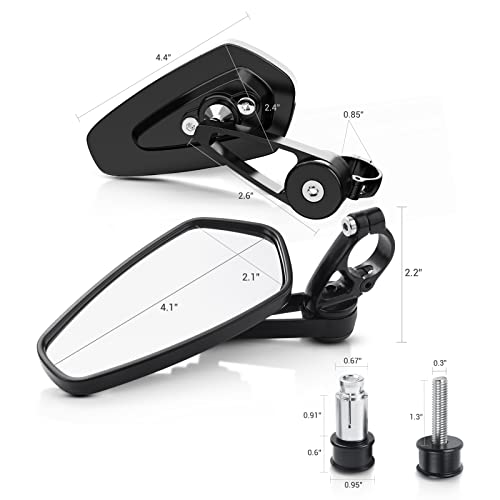 Bumbee Motorcycle Bar End Mirrors - Rear View Black Mirror Compatible With Most Honda Grom Msx125 Cb500F Z125 Pro-Z650 Z750 Z800 Z900 Mt-03 Mt-07 Fz-07 Mt-09 Fz-09 Mt-10 Fz-10 Mt-25 Fz6 Fz8 Fz6R0 #TOP5