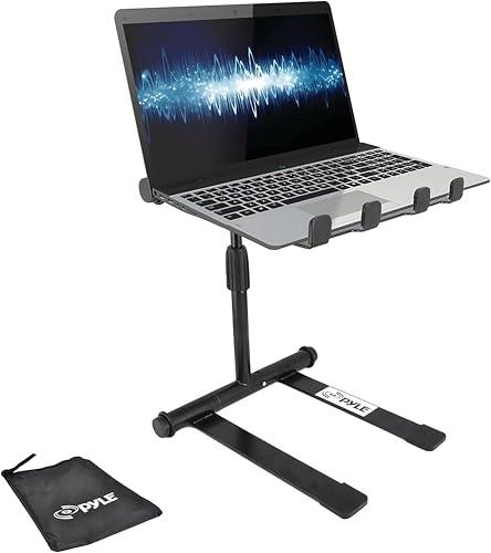 Pyle Supporto Portatile Pieghevole per Laptop, Angolo e Altezza Regolabili, Vassoio Antiscivolo per...