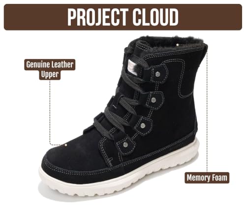 Image of Project Cloud 100% Genuine Leather Womens Snow Boots Waterproof (Leonora)