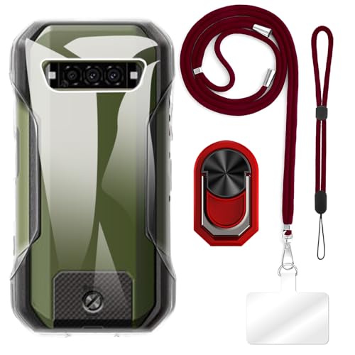 ESACMOT [4 in 1] �P�[�X Kyocera Torque G07 �Ƃ̌݊�������A�X�g���b�v�A���X�g�o���h�A�����O�t���A�ϏՌ��ی�J�o�[���s�p�Z�b�g (�N���A�P�[�X + ���b�h�Z�b�g)