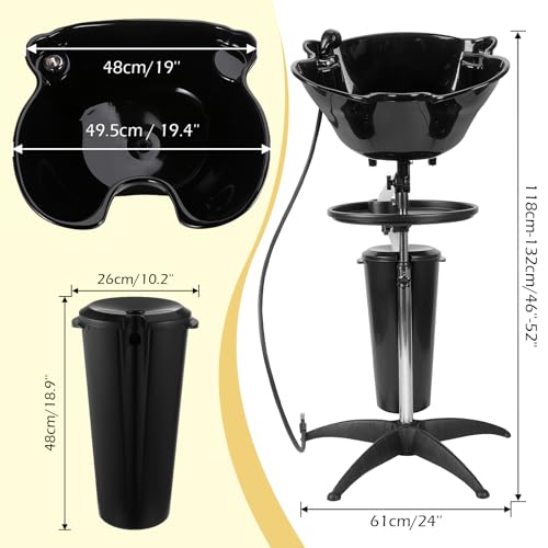 Dyna-Living-Portable-Shampoo-Bowl-Salon-Deep-Shampoo-Basin-Sink-for-Washing-Hair-with-Adjustable-Height-Includes-Drain-Hose-and-Bucket-Barber-and-Stylist-Hair-Washing-Station