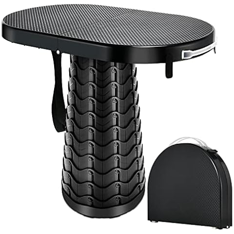 Small Portable Folding Camping Table - Foldable Lightweight Travel Stool Collapsible Telescoping Retractable Seat with Cushion for Fishing Hunting Hiking Garden Bar Outdoor Cover