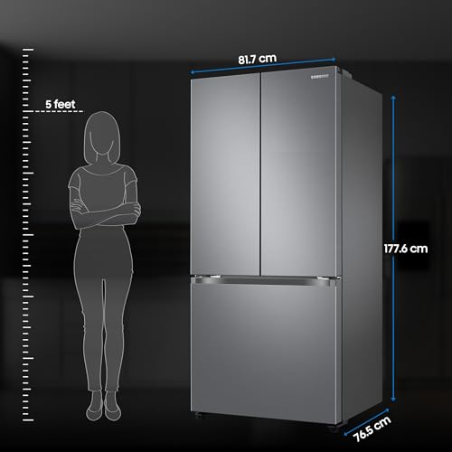Image of Samsung 550 L, Convertible, Digital Inverter, Frost Free French Door Refrigerator (RF57A5032S9 /TL, Silver, Refined Inox)