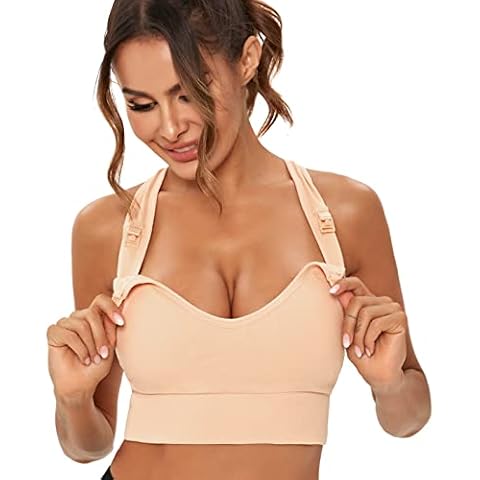 seryero NC Women Nursing Bra Full Cup Maternity Sleep Bralette Remove Padded Cotton Wireless Bras for Breastfeeding Pregnancy Beige, Black, S (HFTAMB01177EU_N_S) Cover