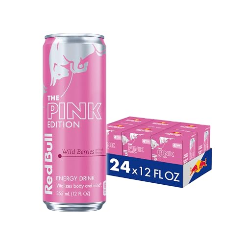Image of Red Bull Wild Berries, Pink Edition, with 114mg Caffeine plus Taurine & B Vitamins, 12 Fl Oz, 6 Packs of 4 Cans (Pack of 24)