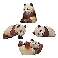 Tofficu 4Pcs Adorable Panda Figurines, Miniature Panda Toy for Home Decor, Pvc Resin Animal Ornaments for Diy Micro-Landscape, Cake Toppers, Holiday Decorations