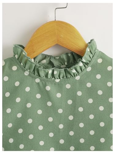 Milumia Girl Polka Dots Ruffle Cap Sleeve Blouses Frill Trim Mock Neck Casual Tops3