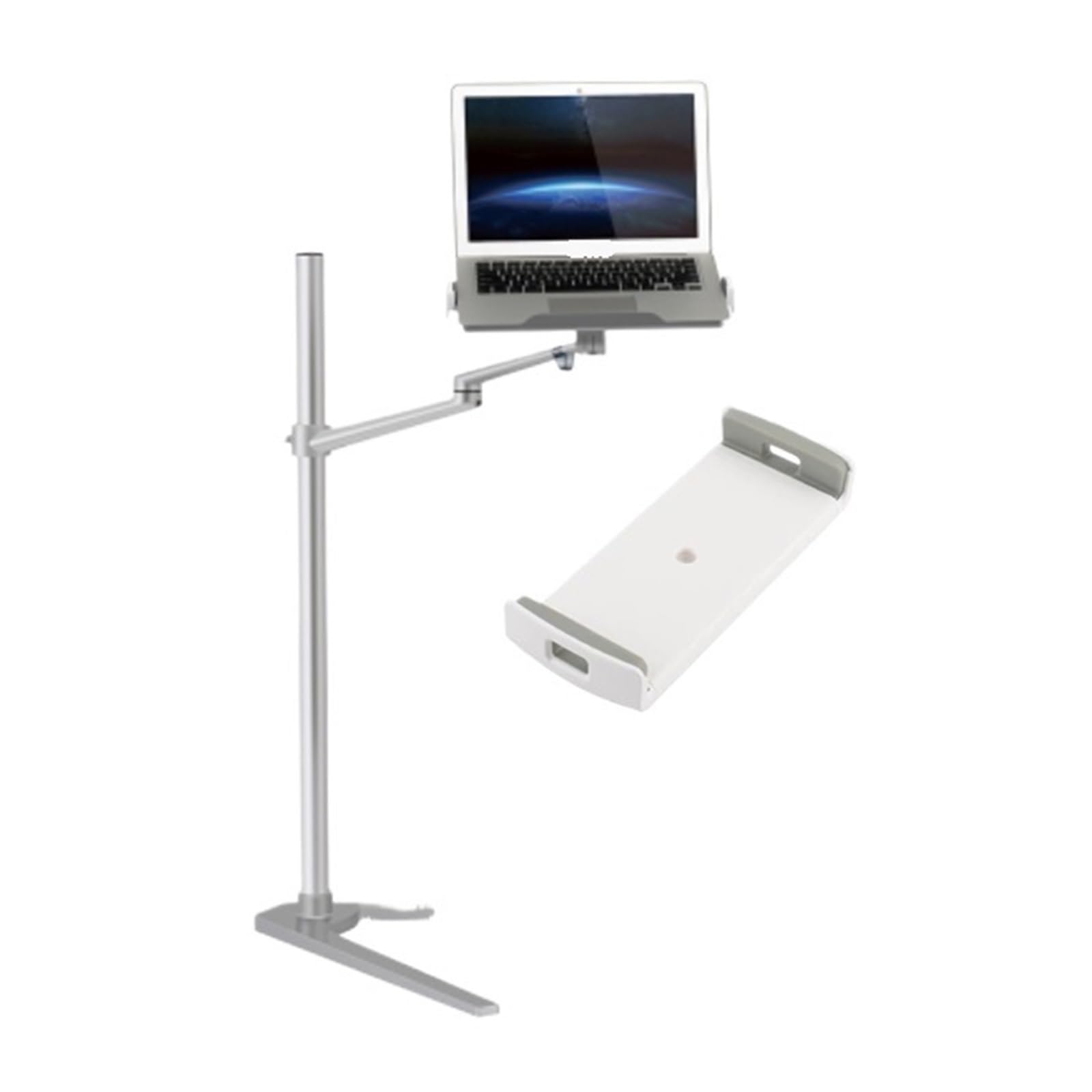 Support de Sol UP-8A pour Ordinateur Portable et Accessoires de Bricolage en Tube Argent