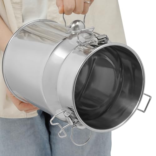Milchkännchen mit Deckel, 5L Milchkanne Edelstahl | Milchkanne mit Deckel | Edelstahl Eimer | Milchbehälter | Rostbeständig, Hohes Volumen | für Milch, Honig, Reis & Müsli
