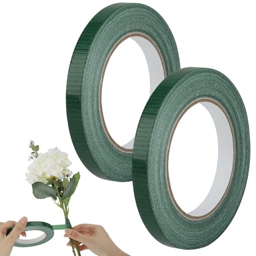 Fyguard 2 Rolls Floral Tape 30m x 1.25cm Waterproof Florist Tape Dark Green Duct Tape for Flower Stem Wrap Arrangements (60m in Total)