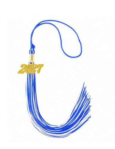 Image of Blue and White Graduation Tassel 2027 for Grad Cap