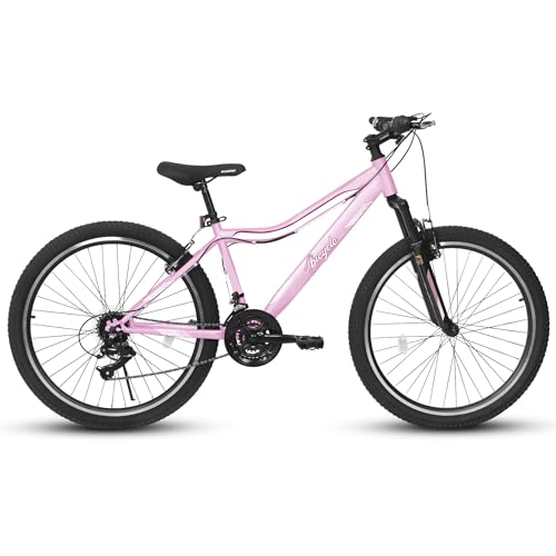 kimairy 26 Inch Mountain Bike for Teenagers Girls & Women &ndash; 21 Speed, Dual V-Brakes, Front Suspension, High-Density Carbon Steel Frame (Pink)