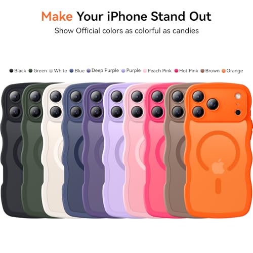 3 in 1 Magnetic for iPhone 17 Pro Max Case, Cute Wavy [Full Camera Protection][Fit for MagSafe] 1X Screen Protector+1X Wrist Strap, Anti-Slip Trendy Women Girly Case for iPhone 17 Pro Max 6.9", Orange by DOMAVER - Image 9