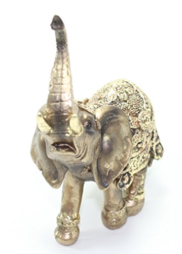 We pay your sales tax Feng Shui 4.5"(H) Brass Color Elegant Elephant Trunk Statue Wealth Lucky Figurine Home Decor Gift