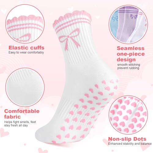 Image of Jspupifip Cute Pilates Socks for Women | Non Slip Yoga Socks with Grips for Barre Workout Athletic Hospital