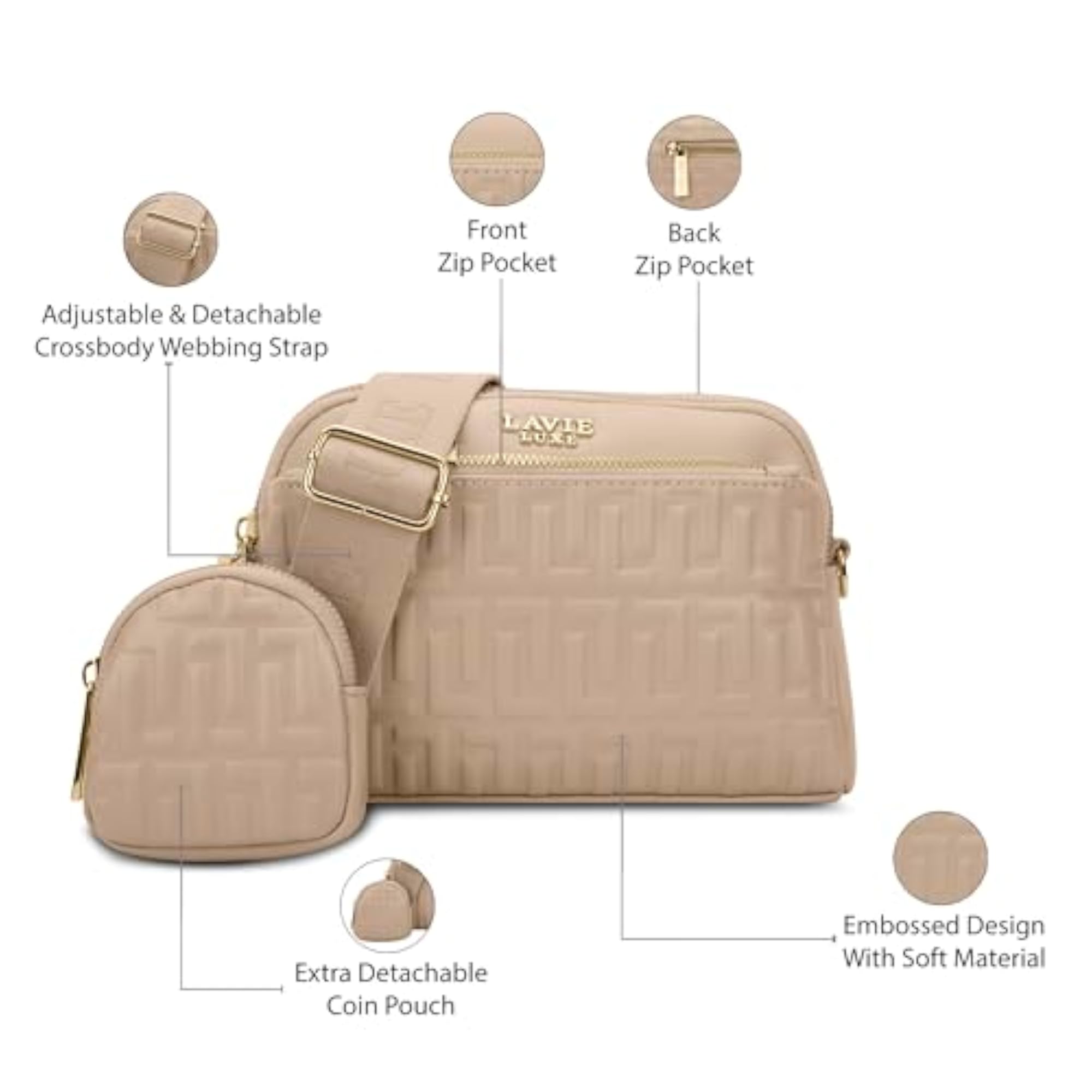 Women's Emhemi 3 Compartment Crossbody Sling Bag