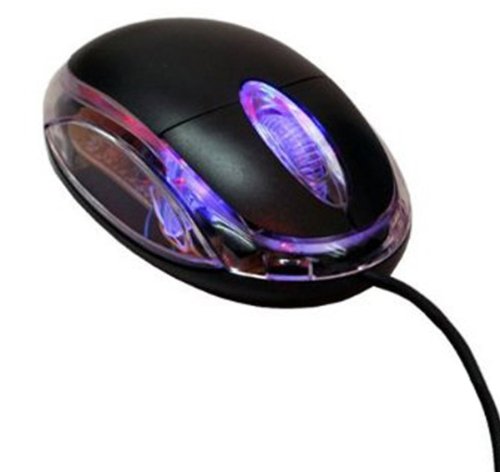 SODIAL(TM) Mini souris USB pour PC portable/molette optique et filaire/avec LED/ Noir