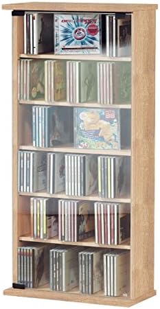 Modern 5 Shelf Multimedia Cabinet - Provides 5 Variable Shelves For 150 CDs, 65 DVDs Or 36 Videos - Solid Safety Glass Door - Soft Edges