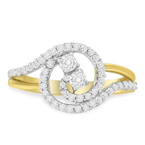 Original Classics 10K Yellow Gold Diamond Spiral Ring (0.5 Cttw, H-I Color, I1-I2 Clarity) - Size 7