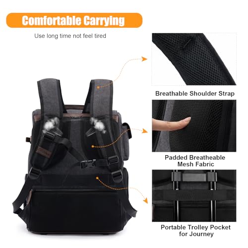 Ficha técnica Cwatcun Camera Backpack Mochila fotográfica impermeable Bolsa profesional para cámara sin espejo DSLR SLR compatible Sony Canon Nikon Cámara L Negro - Fernando Cortés