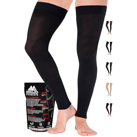 Mojo - Compression Socks Footless for Women and Men 20-30mmHg - Medical Compression Support Hose for Thrombosis, Lymphedema, Circulation - Black, Large - A609 Cover
