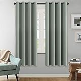 H.VERSAILTEX Winter Season Thermal Insulated Nickel Grommet Blackout Curtains/Draperies for Bedroom/Living Room - 2 Panels Set - 52x72 Inch - Solid Sage Pattern
