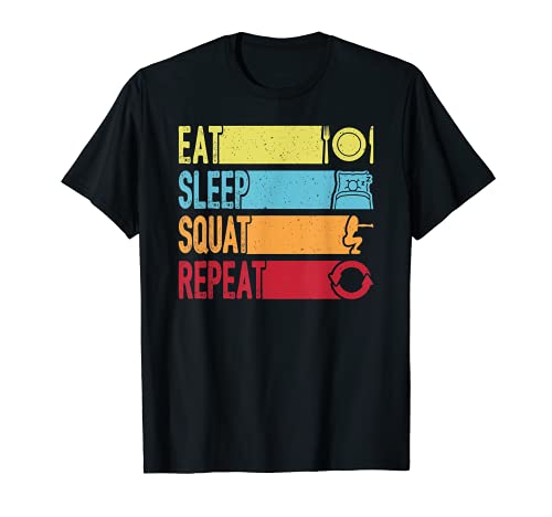 Regalo de entrenamiento diario Vintage Eat Sleep Squat Repeat Gym Camiseta