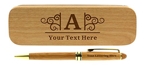 Personalized Graduation Gifts Custom Pen Set Personalized Engraved Bamboo Wood Gift Pen Case Set -  Personalized Gifts, A-B-L-SWC-CZ-0009-WIP-CZ-0008-01