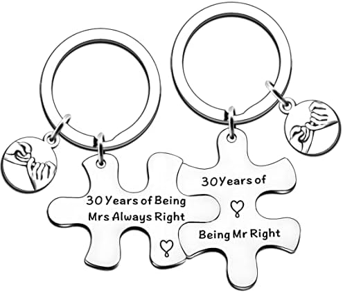 TTOVEN 10th Anniversary Wedding Gifts Happy Anniversary Keyring Set Matching Keyring Gift for Couple Anniversary Puzzle Keyring Gift Valentine's Day Birthday Gift