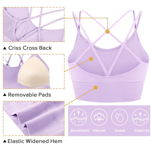 Image of Sykooria 3 Pack Strappy Sports Bra for Women Sexy Crisscross for Yoga Running Athletic Gym Workout Fitness Tank Tops