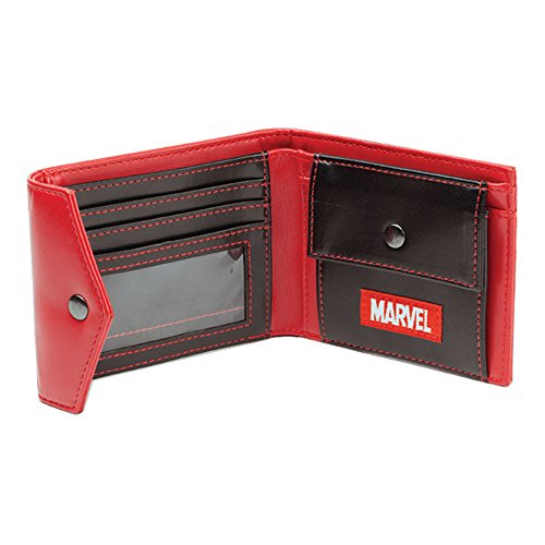 Bioworld Marvel Comics Deadpool Face Tri-fold Wallet, Red/Black (MW261704DEA) peněženka na mince, 17 cm, červená (Red)