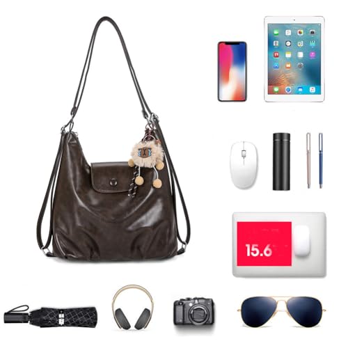 Single Shoulder Tote Bag for Women Large Capacity Handbag with Zipper Closure Travel Backpack W/Adjustable Shoulder Strap fo2