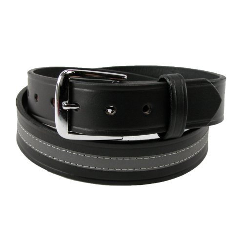 Boston Leather Men's Leather Work Belt with Reflective Safety Stripe, 44, Black4