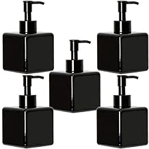 Youngever 5 Pack Black Plastic Square Pump Bottles, Refillable Plastic Pump Bottles for Dispensing Lotions, Shampoos and More 8 Ounce