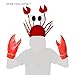 Funny Crazy Crab Hat with Claws and Antenna, Latex Giant Claws Gloves Mitt Kit, Crab Costume Props Hat Set - Red, One Size