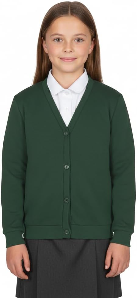 A2Z 4 Kids Girls Club Scouts School Uniform Burshed Fleece V Neck Cardigan Cardi Sweatshirt Age 3-14 Years