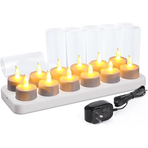 WoneNice Rechargeable Tea Lights Flickering Flameless Candles Cover