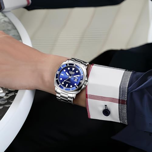 Image of LIGE Mens Roulette Wheel Watches Casino Themed Quartz Analog Watch 3ATM Waterproof Glowing Man Wrist Watches
