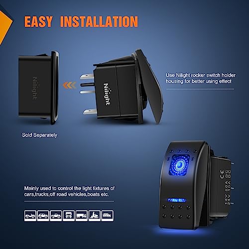 image for Nilight 3 Pack Rocker Switches with Night Glow DIY Stickers On Off Tog