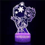Luce notturna 3D LED Illusione ottica Lampada Frozen Elsa Bambini Luce Notte 16 Cambiamento di Colore Modellazione Bambino Apparecchi di Sonno Visual Anime USB Lampada da Tavolo