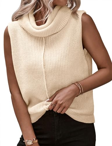 トップス louren turtleneck knit vest Langwyqu Womens Turtleneck Sweater Vests Sleeveless Knit