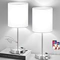 ???????????????? ???????????? Set of 2 Touch White Table Lamps with 2 USB Ports & AC Outlet, 3-Way Dimmable Bedside Nightstand Lamps for Bedroom Living Room Nursery , 800 Lumens 5000K Daylight Bulbs Included