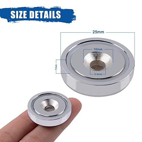 Magxcene Round Cup Neodymium Magnets With Screw, Ring Rare Earth Magnets Heavy Duty With Countersunk Hole Pot Magnets For Kitchen Hanging, Tool Storage Craft Wood, 0.98 X 0.27 Inch, Pack Of 4 #TOP1