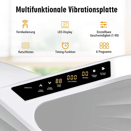 GYMAX Vibrationsplatte, Körpervibrator mit 6 Trainingsprogramme, 99 Stufen & Timer, Fitness-Vibrationsplatte mit LED… – Bild 5