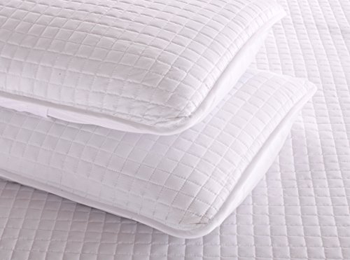 Everest Supply Full White Solid Color Box Stitch Quilted Bedspread Coverlet 86 By 86 Inches Plus 2 Standard Shams 20 By 26 Inch Breathable Reversible Bed Cover For Homes,Hotels,Motels, Rentals 4 Lbs #TOP7