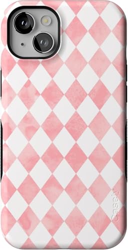 Casely iPhone 14 Plus Case | Queen of Diamonds | Pink Watercolor | Bold Protective Case Design | Compatible with MagSafe